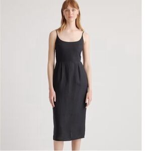 Quince 100% European Linen Scoop Neck Midi Dress Black Sleeveless Women’s Sz L